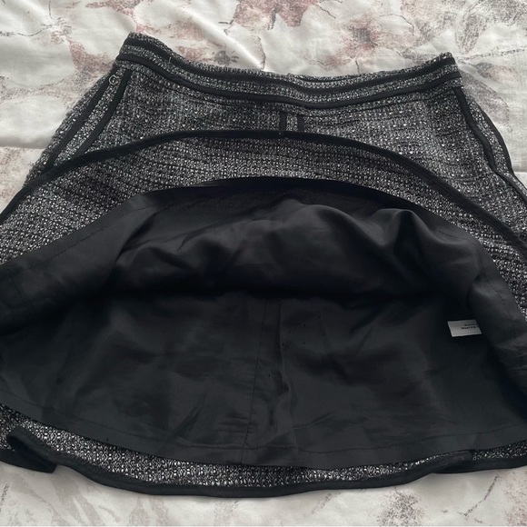 Madewell tweed textured A-line gray black lined ruffle mini skirt, size 0 summer - Picture 6 of 11